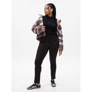 GAP Womens Mid Rise Vegan Suede Skinny Pants Plus Size 18 Black‎ Front Seam NWT